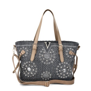 Shining Artificial Crystal Denim Shoulder Handbag (MBNO040035)