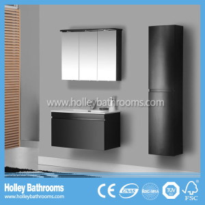 The Latest High-Gloss Paint MDF Board Two Curved Drawers Large Mirror Cabinet Sanitary Ware (PF127c)